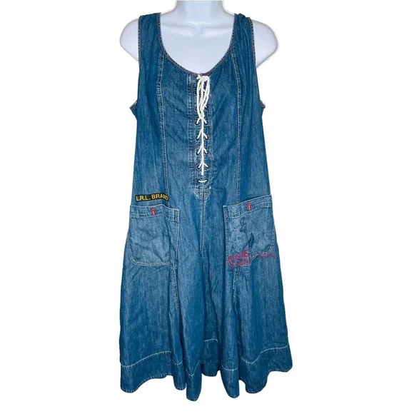 Lauren Ralph Lauren Sleeveless Lace Up Cotton Dress Vintage Limited Edition - Picture 2 of 11